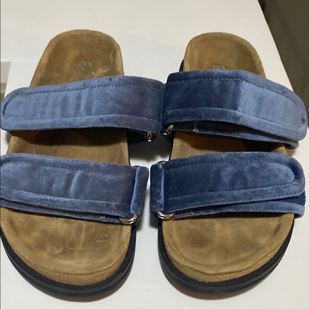 Zara Blue and Brown Comfort Sandals